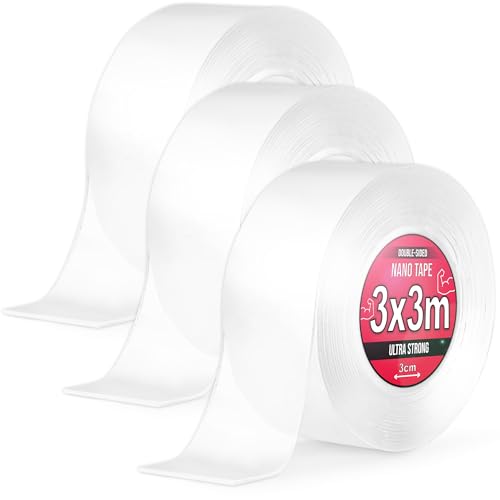 Nano Tape 3x 3 m - Doppelseitiges Klebeband 9m - Extra Stark, für Zuhause, Wand, Büro, Bubbles Art - Transparent Nano Klebeband - Nanoband doppelseitig - durchsichtiges zweiseitiges Klebeband von TULMERO