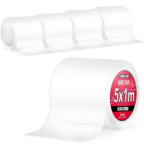 Nano Tape 5 x 1m - Doppelseitiges Klebeband 5m - Extra Stark, für Zuhause, Wand, Büro, Bubbles Art - Transparent Nano Klebeband - Nanoband doppelseitig - durchsichtiges zweiseitiges Klebeband von TULMERO