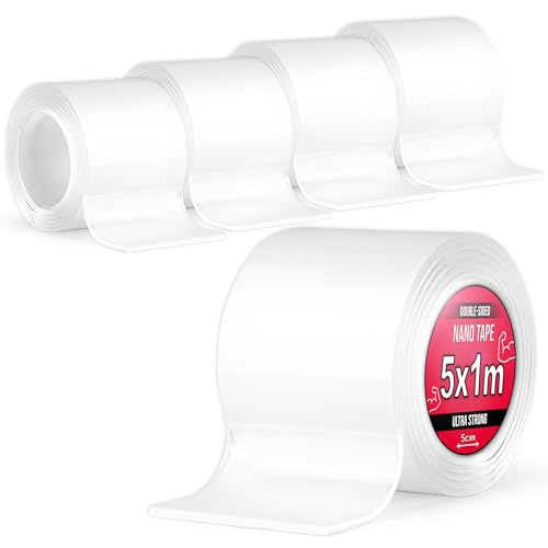 Nano Tape 5 x 1m - Doppelseitiges Klebeband 5m - Extra Stark, für Zuhause, Wand, Büro, Bubbles Art - Transparent Nano Klebeband - Nanoband doppelseitig - durchsichtiges zweiseitiges Klebeband von TULMERO