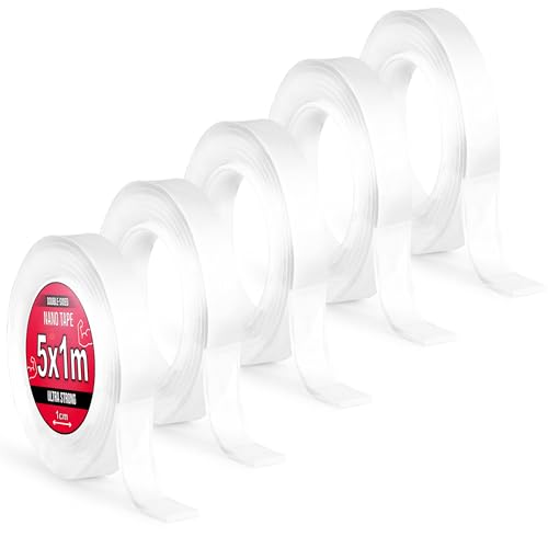 Nano Tape 5 x 1m - Doppelseitiges Klebeband 5m - Extra Stark, für Zuhause, Wand, Büro, Bubbles Art - Transparent Nano Klebeband - Nanoband doppelseitig - durchsichtiges zweiseitiges Klebeband von TULMERO