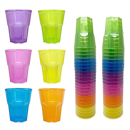 TUNDRA - 48 Stück Bunte Plastik Cocktailbecher 300ml | BENUTZE & WIEDER Serie | Trinkbecher aus Kunststoff - Plastikbecher MADE IN ITALY, Wiederverwendbare, Bruchsicher, Spülmaschinenfest von TUNDRA ICE INTERNATIONAL