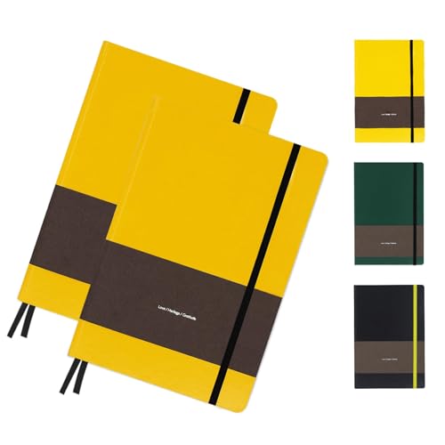 TUNJILOOL Notizbuch A5,2 Stück 192 Seiten Notizbücher Hardcover,Premium 80gsm Tintenfestes Papie Dickes,PU Hard Cover Notebook,Bullet Tagebuch Kariert, Blanko& Dot Grid Journal Notizblock von TUNJILOOL