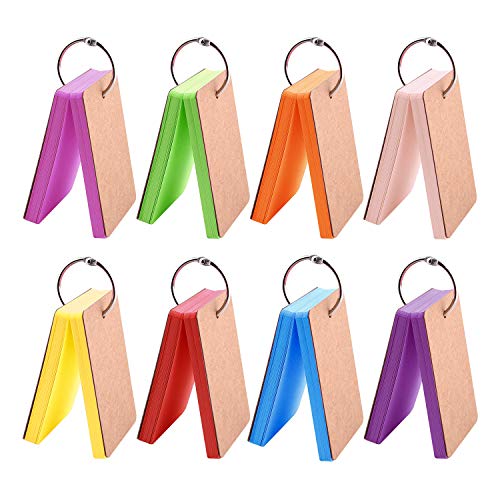 TUPARKA 400 Stück Papier Lernkarten, Multicolor Kraftpapier Notizblöcke mit Metallbinder Ring Easy Flip Flash Note Cards (8 Satz 50 Blatt pro Satz) von TUPARKA