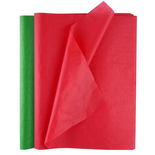 TUPARKA 60 Blatt Seidenpapier 20,4 x 15 Zoll Weihnachtsseidenpapier, Geschenkpapier zum Basteln und Basteln, Geschenktüten, Dekorationen für Weihnachtsfeiern (Rot, Grün) von TUPARKA