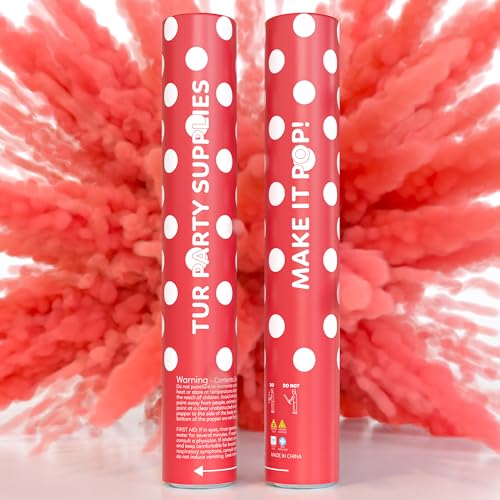 2 Pack Red Powder Poppers Biologisch abbaubare Pulverkanonen | TUR Party Supplies | Rotes biologisch abbaubares Pulver | startet bis zu 7,6 m | 30,5 cm | Puder-Popper für Feiern, Festivals und Partys von TUR Party Supplies