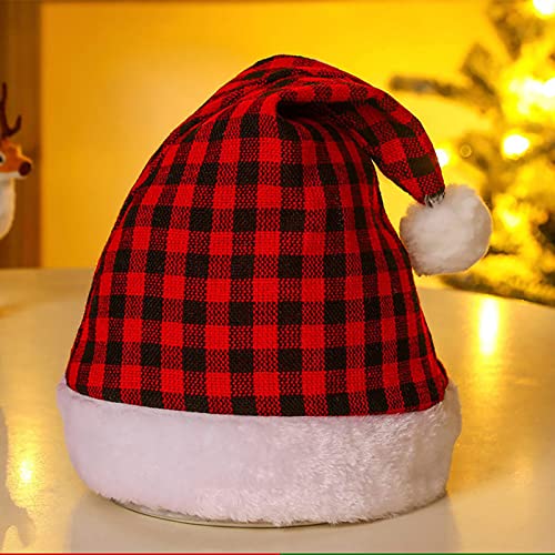 TURWXGSO Unisex Weihnachtsdekoration Outdoor Plaid Niedliche Weihnachtsmütze von TURWXGSO