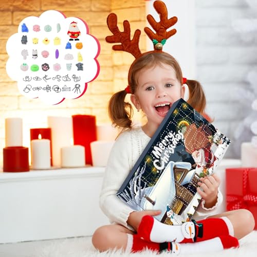 TURWXGSO Weihnachtskugeln, 24 Stück, Weihnachtsspielzeug, Mini-Dekompression, geeignet für Kinder, Mädchen, Jungen, Partygeschenke, Weihnachtsfeier, Dekorationen, Weihnachts-Countdown-Kalender von TURWXGSO