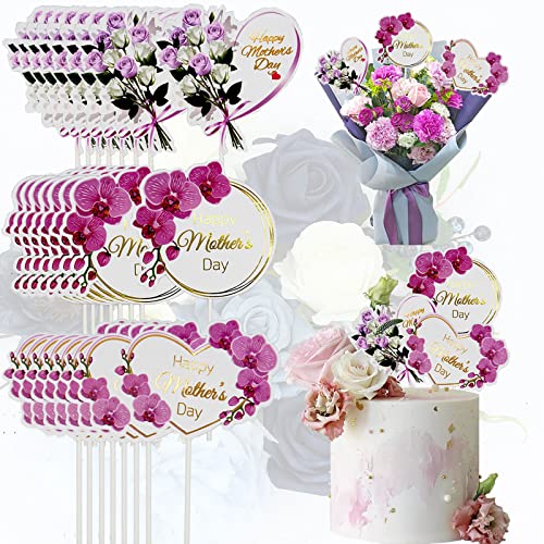 TUSAUW 30 Stück Happy Mother's Day Kuchendekorationen rosa Muttertag Cupcake Topper Kuchendekoration für Muttertag Party Zubehör von TUSAUW