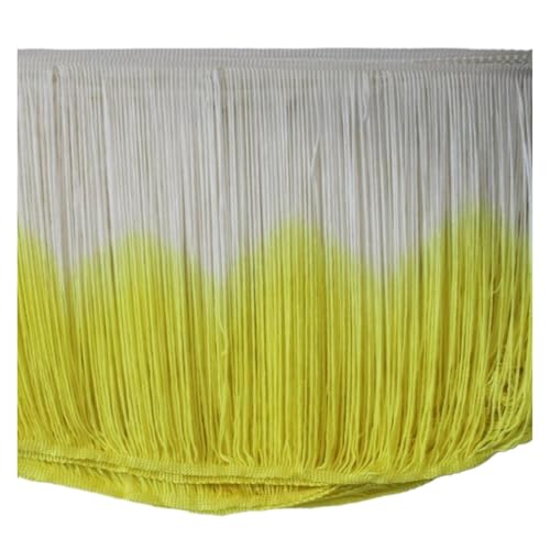 TUSTUZ Quasten Anhänger 10 Yards DIY Bekleidungszubehör Lateinisches Fransenkleid Makramee Dip Dye Ombre Rayon Nähen Spitze Weicher Besatz Sambarock 25 cm(Ivory Yellow) von TUSTUZ