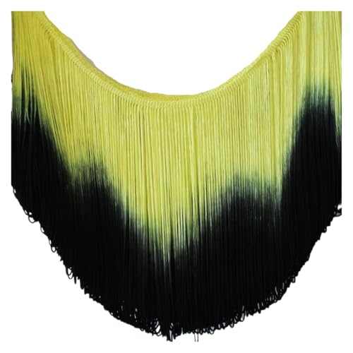 TUSTUZ Quasten Anhänger 10 Yards DIY Bekleidungszubehör Lateinisches Fransenkleid Makramee Dip Dye Ombre Rayon Nähen Spitze Weicher Besatz Sambarock 25 cm(Yellow Black) von TUSTUZ