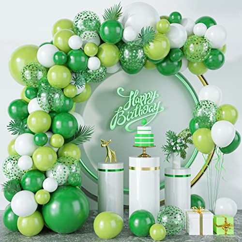 108 Stück Luftballons Girlande Grün Weiß Ballon Girlande Latex Konfetti Ballons für Dschungel Wild Safari Tropical Jagd Thema Jungen Geburtstag Party Dekoration von TUTUXMA