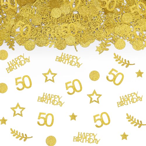 TUZELIYA Konfetti 50 Geburtstag Deko Gold，Tischdeko Deko 50 Geburtstag Frau Mann 200 Stück，50. Geburtstag Deko Konfetti，50.ter Streudeko Geburtstag Konfetti Frauen Männer von TUZELIYA