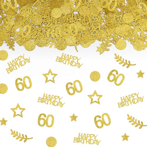 TUZELIYA Konfetti 60 Geburtstag Deko Gold，Tischdeko Deko 60 Geburtstag Frau Mann 200 Stück， 60. Geburtstag Deko Confetti，60.ter Streudeko Geburtstag Konfetti Frauen Männer von TUZELIYA