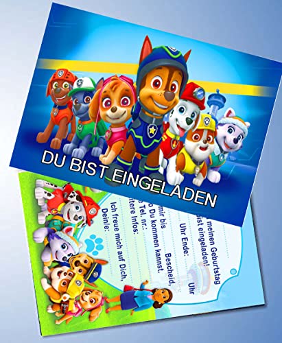 TV-24 12 Einladungskarten & 12 Umschläge für Geburtstag Partys und Kindergeburtstag kompatibel mit Paw Patrol Nr. 10 von TV-24