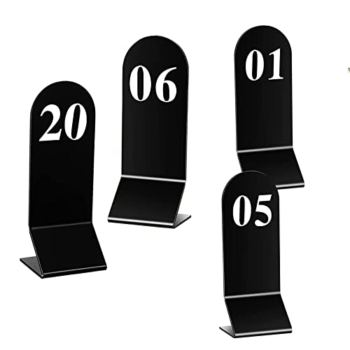 Tischkarten Tischnummern 1–20, schwarze Tischnummernkarten aus Acryl for Restaurants, digitale Schilder – leicht und einfach zu reinigen – stapelbare Tischnummernschilder for Bars, Partys, Bankette, C von TVHXNWTO