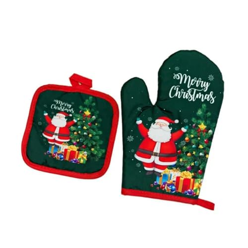 2 Stück/Set Isolation Weihnachten Mikrowelle Handschuh Topflappen Verdickung Druck Isolierung Pad Anti-Hitze Weihnachten Ofenhandschuhe von TVIVID