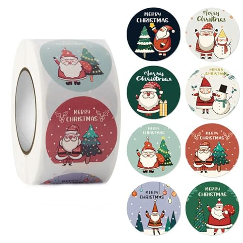 500 Stück 3,8 cm Frohe Weihnachten Elch Schneemann Lebkuchenpapier Aufkleber Label Dichtung Dekoration Wasserdichter Aufkleber von TVIVID