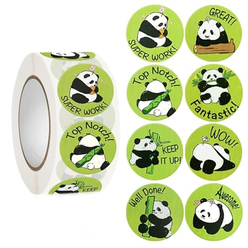 500 Stück niedliche Tier-Panda-Aufkleber auf Rolle für Umschläge, Lob, Belohnung, Studenten, Arbeit, Etikett, Schreibwaren, Siegeletikett, 2,5 cm von TVIVID