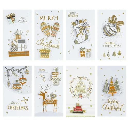 8 Stück Weihnachtsgrußkarten Klappkarte mit Umschlag Frohe Weihnachten Dekoration Postkarte Navidad Neujahr Geschenkpapier Supplies von TVIVID