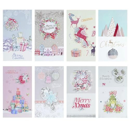 8 Stück Weihnachtsgrußkarten Klappkarte mit Umschlag Frohe Weihnachten Dekoration Postkarte Navidad Neujahr Geschenkpapier Supplies von TVIVID