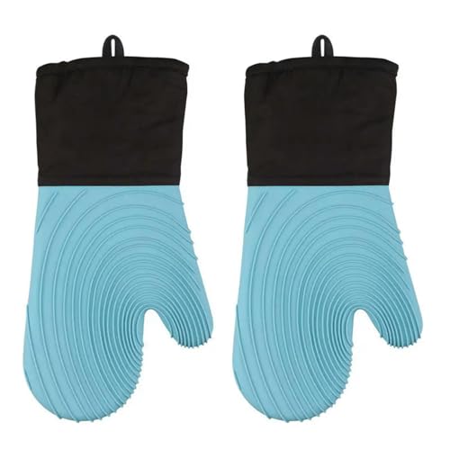 Hitzebeständiges Silikon-Ofenhandschuh-Set, weiches Polyester-Futter, wasserdicht, lange, flexible dicke Handschuhe für Küche und Kochen von TVIVID