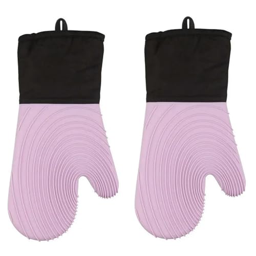 Hitzebeständiges Silikon-Ofenhandschuh-Set, weiches Polyester-Futter, wasserdicht, lange, flexible dicke Handschuhe für Küche und Kochen von TVIVID