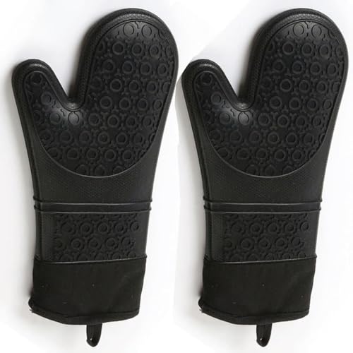 Professionelle Ofenhandschuhe, hitzebeständige Silikonhandschuhe, Ofenhandschuhe, rutschfest, zum Kochen, Grillen, mit weichem Innenfutter, 2 Stück von TVIVID