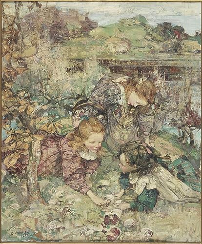 TVLAR Berühmte Gemälde Ölgemälde Kunstdruck Wandbilder Drucken Die kleinen Pilzsammler von Edward Atkinson Hornel Abstrakte Drucke für Heimtextilien 60x90cm von TVLAR