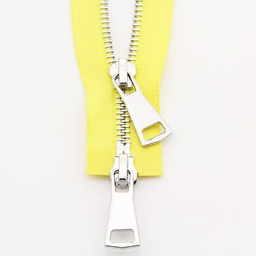 Nylon-Schlaufe-Zipfel für das Schneidern 70/90cm Jacket Double Slider Two-Way Zip DIY Clothing Garment Zipper Replacement Handmade Supplies 296(Yellow,70 cm) von TWALOTPEX