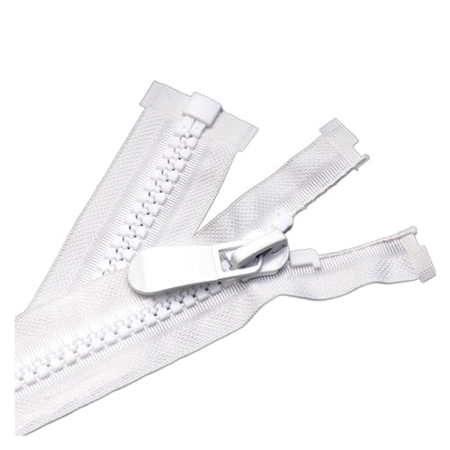 Nylon-Schlaufe-Zipfel für das Schneidern Heavy Duty Chunky Open Ended Zip Fasteners,Two Way Zippers Double Open End Large Zipper Two-Way for Jacket Tent Zippers Sewing Accessories(Ky932white,120CmNo8) von TWALOTPEX