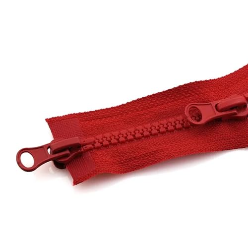 TWALOTPEX Nylon-Schlaufe-Zipfel für das Schneidern 3 Pcs Double Open Head Zipper Jacket Double Zipper Clothes Zipper Accessories Handmade DIY 296(Red,90CM-5#) von TWALOTPEX