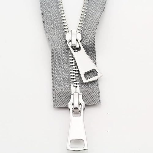 TWALOTPEX Nylon-Schlaufe-Zipfel für das Schneidern 70/90cm Jacket Double Slider Two-Way Zip DIY Clothing Garment Zipper Replacement Handmade Supplies 296(Gray,70 cm) von TWALOTPEX