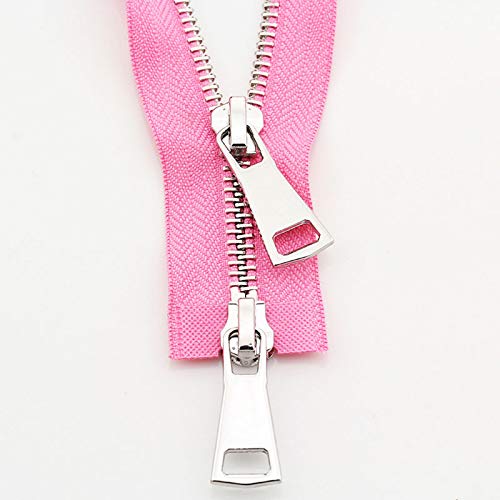 TWALOTPEX Nylon-Schlaufe-Zipfel für das Schneidern 70/90cm Jacket Double Slider Two-Way Zip DIY Clothing Garment Zipper Replacement Handmade Supplies 296(Pink,70 cm) von TWALOTPEX