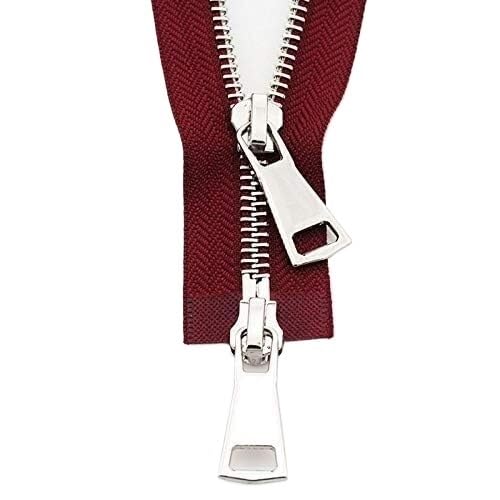 TWALOTPEX Nylon-Schlaufe-Zipfel für das Schneidern 70/90cm Jacket Double Slider Two-Way Zip DIY Clothing Garment Zipper Replacement Handmade Supplies 296(Wine Red,90cm) von TWALOTPEX