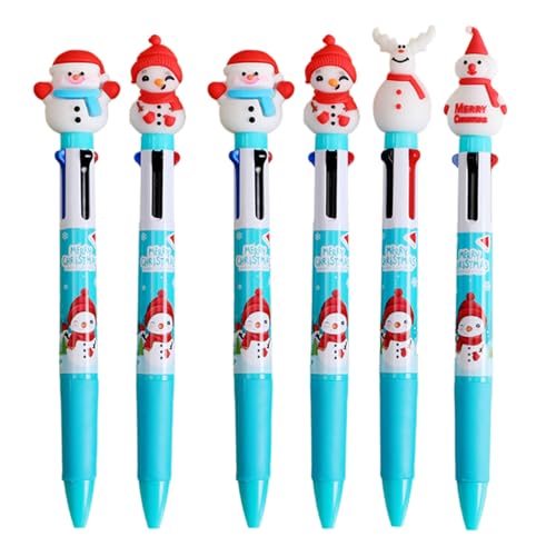 6 x Set 4-in-1 mehrfarbiger Kugelschreiber, Weihnachts-Kugelschreiber, 0,5 mm, Shuttle-Stift, Schreibstift, Büro, Schulbedarf von TWEW