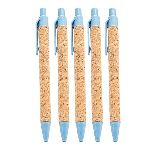 Kugelschreiber mit Holzmaserung, 1,0 mm, glattes Schreiben, einziehbarer Kugelschreiber, Ölstift für Büro, Schule, Klassenzimmer, 5 Stück von TWEW