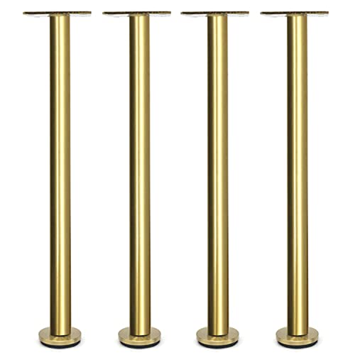 TWHZSAI Möbelbeine aus Edelstahl, verstellbare Tischfüße aus Metall für DIY-Badezimmerschrank, Gold-Finish, 550 mm, 4 Stück von TWHZSAI