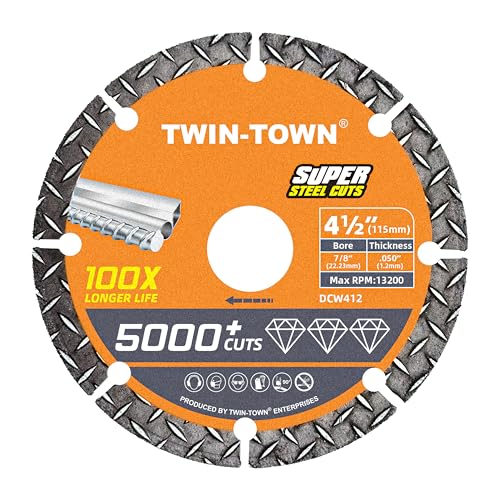 TWIN-TOWN Schneidrad 11,4 x 2,2 cm für Metall, Trennscheibe mit mehr als 5000 Schnitten auf Bewehrung, Stahl, Eisen von TWIN-TOWN