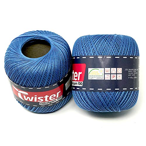 TWISTER Häkelgarn blau Handstrickgarn Baumwollgarn 2x100g von TWISTER