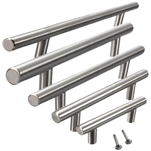 TWMAZDYC 64/96/128 mm Edelstahl T-Bar Türmöbelgriffe Schrankknöpfe und Griffe Ziehen for Küchenschrank Möbelgriff(64MM) von TWMAZDYC