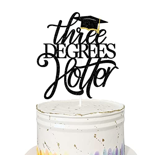 Three Degrees Hotter Cake Topper, Masters Degree College Graduation Cake Topper, Funny Master's Graduation Party Dekorationen, Schwarz Glitzer von TWO MUCH FUN