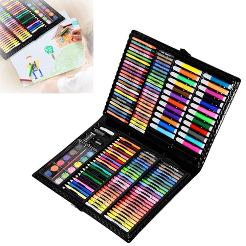 TWOLIIN Art 168 TLG Zeichenset Deluxe Künstler Malsets mit Buntstifte Ölpastellfarbe Aquarellstifte Pastelle Filzstifte Radierer Pinsel Usw, Box & Zeichen-Kit für Geschenk Anfänger, Kinder geeignet von TWOLIIN