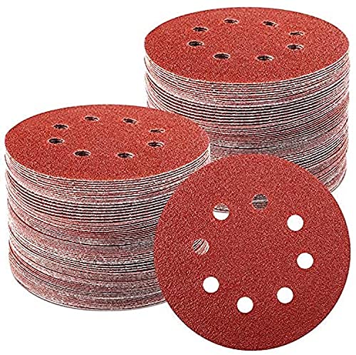 TWSTYFAL 100 Stück Schleifpapier 125mm Klett, Profi Exzenterschleifer Schleifpapier Set für 125mm 8 Loch Schleifscheiben Mit 60/80/100/120/180/240/320 Körnung für Holz Metall und Farbe von TWSTYFAL