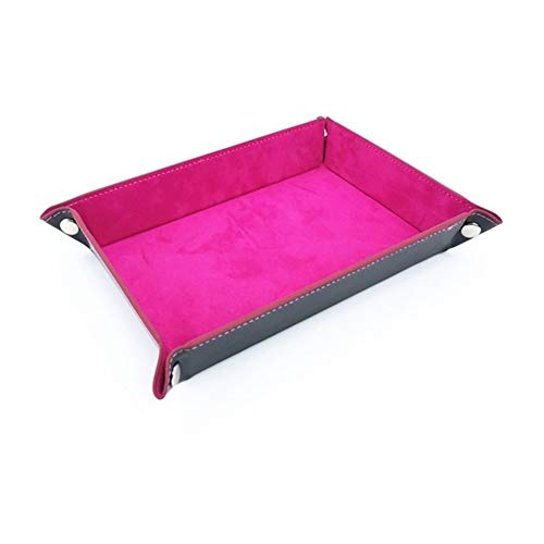 TX GIRL 1 PC-PU-Leder Würfel Tabletts Faltbare Samtstoff Aufbewahrungsbehälter for Tischspiele Key-Mappen-Münzen Box Desktop Sundries Trays (Color : Rose Red) von TX GIRL