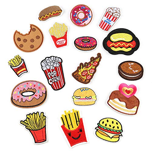 17 PCS Gourmet Burgers and Fries Applique Patches, Abzeichen Patch Für Kleidung, Jacken, Rucksäcke, T-Shirt, Jeans von TX