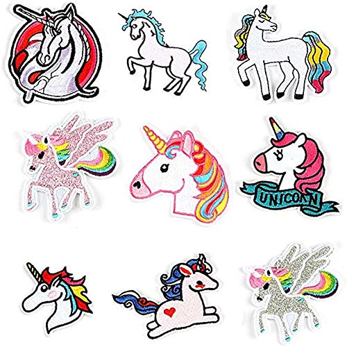 9 Stück Einhorn Applique Patches, Abzeichen Patch Für Kleidung, Jacken, Rucksäcke, T-Shirt, Jeans von TX