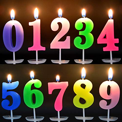Zahl Kerzen Geburtstag KuchenTopper Dekoration für Geburtstagsfeier Hochzeit Jahrestag Feier Lieferungen (Nummer 0-9) von TX