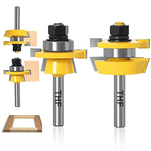 TXHF 2 Stück Zungenschaft und Nutfräse Set, 8mm Schaft Groove und Tongue Zunge und Nut Set Router Bit Set Oberfräse Fräser Set Professionelle Holzbearbeitung Cutter Werkzeuge von TXHF