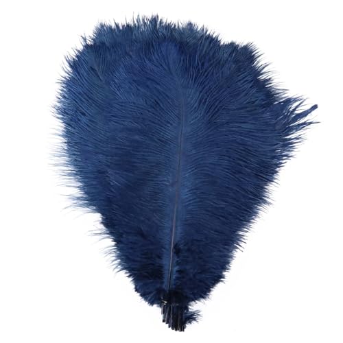 TXLEAPEY StraußEnfedern 10 STÜCKE Farbige Straußenfedern 15-60 cm for Handwerk Karneval Hochzeit DIY Tischdekoration Flauschige Straußenfedern Zubehör Groß(Deep Blue,35-40cm) von TXLEAPEY