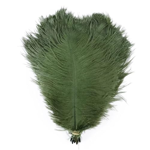 TXLEAPEY StraußEnfedern 10 STÜCKE Farbige Straußenfedern 15-60 cm for Handwerk Karneval Hochzeit DIY Tischdekoration Flauschige Straußenfedern Zubehör Groß(Deep Green,25-30cm) von TXLEAPEY